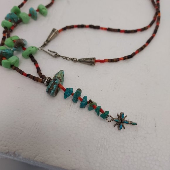 REAL vintage turquoise chunk 30"long lariat necklace - Picture 7 of 13